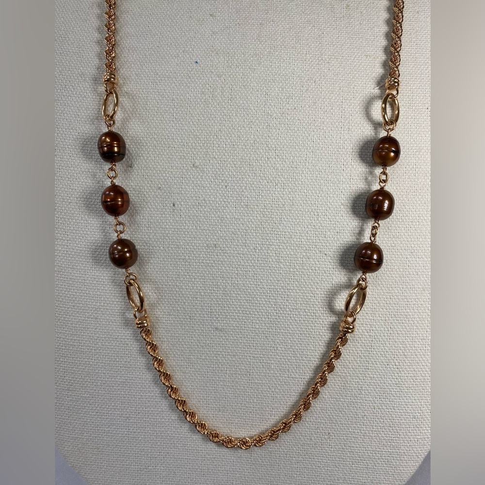 Gorgeous Bronze H Italy freshwater Pearl necklace - Picture 3 of 8